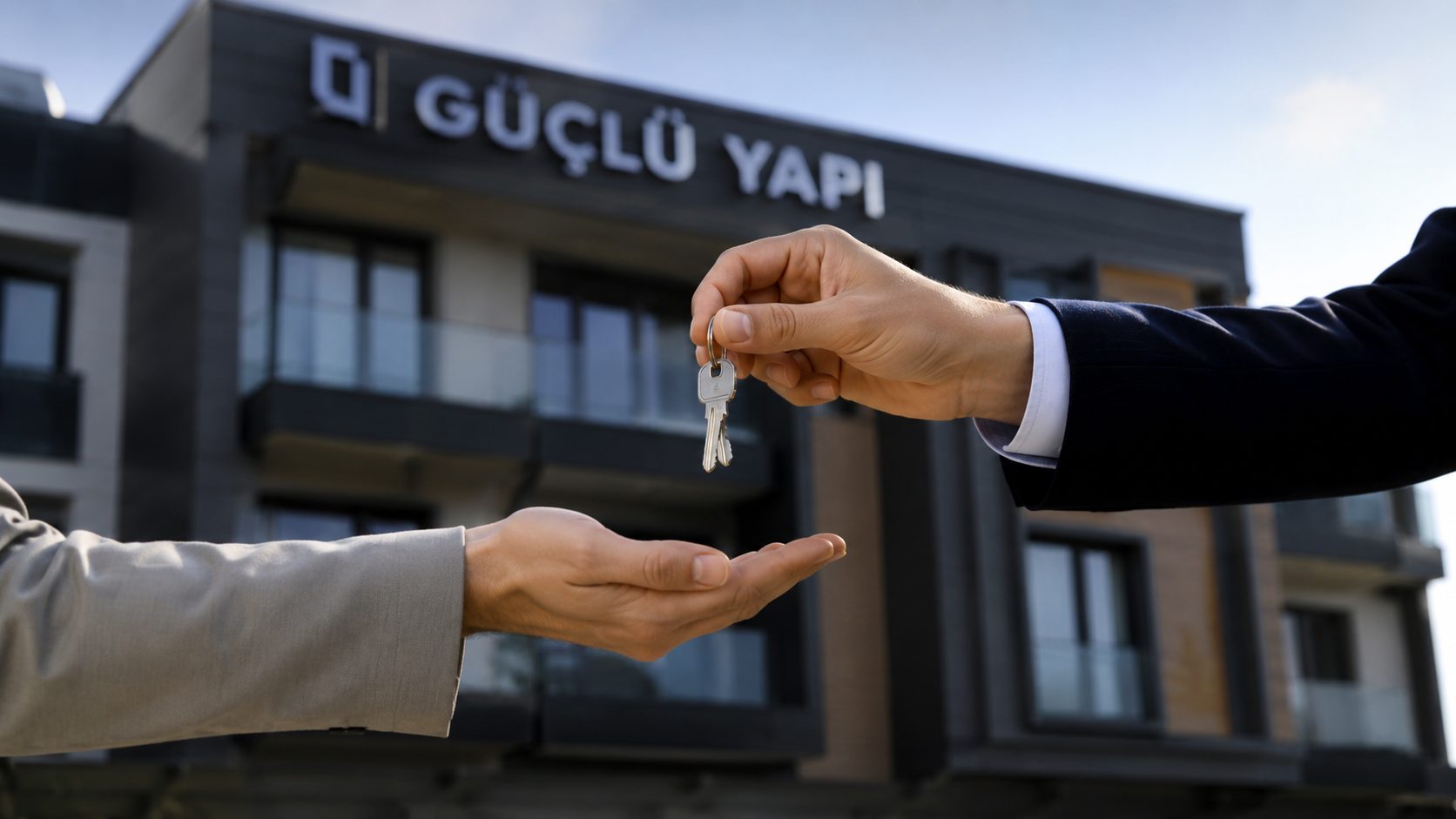 Bayburt'ta Latif Güçlü Yapı inşaatı önünde anahtar teslimi